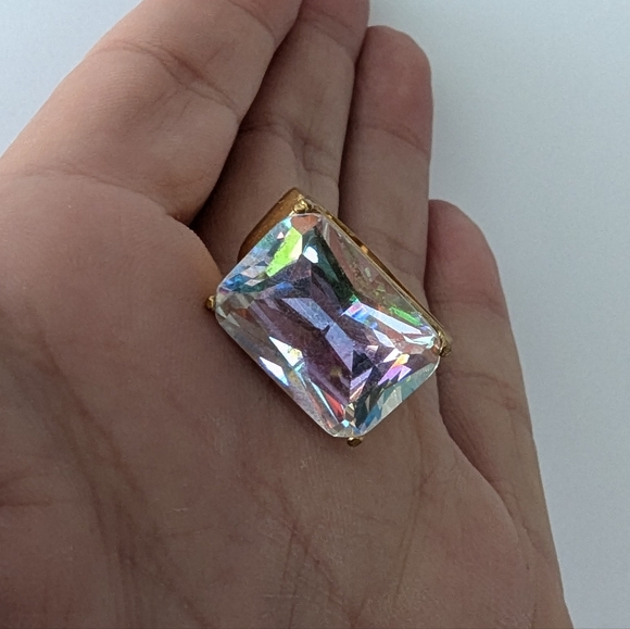 VTG GOLD TONE AB CRYSTAL RING - Picture 8 of 11